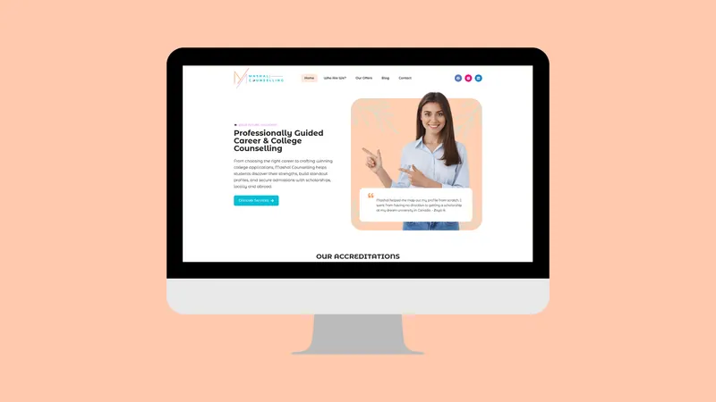 Mashal Counselling website on a desktop screen