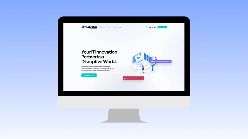 SoftwareBiz website on a desktop screen